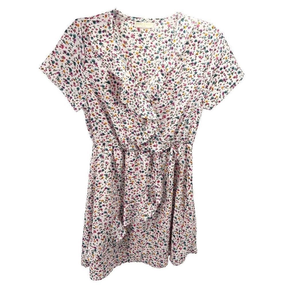 Chelsea & Violet Girls Floral Dress V Neck Short Sleeve Elastic Waist Multicolor